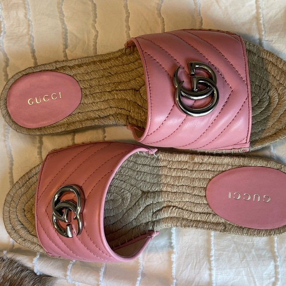 Gucci Pink Quilted Slide Sandals - Picture 3 of 10